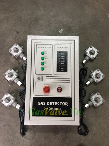 Bộ thiết bị báo rò rỉ khí Gas công nghiệp ,01 tủ trung tâm, 2-6 kênh