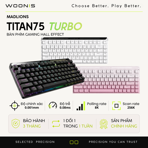 MAD TITAN 75 | Bàn Phím Gaming HE Chuyên Game 8K | Scan Rate 256K, Độ Trễ 0.08ms, Accuracy 0.001mm, RGB 16.8 Triệu Màu