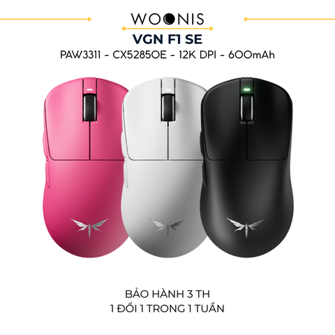 Chuột Gaming Không Dây VGN Dragonfly F1 SE Siêu nhẹ 57g, Cảm biến PAW3911, Chip CX52850E, 12000 DPI, Pin 600mAh