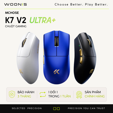 Chuột Gaming Không Dây MCHOSE K7 V2 Ultra+ PAW3955 TI 8K | Siêu Nhẹ 59g | Dock Sạc RGB RGB