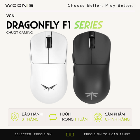 Chuột gaming không dây VGN Dragonfly F1 Pro Max – Siêu nhẹ 55g, 130h pin, cảm biến PAW3395