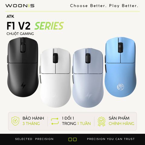 VGN ATK F1 V2 Series - Chuột Không Dây Nhẹ 38g, Cảm Biến PAW3950 Ultra, Polling Rate 8000Hz - Hiệu Suất Đỉnh Cao Cho Game Thủ