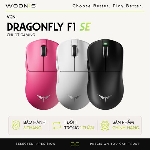 Chuột Gaming Không Dây VGN Dragonfly F1 SE Siêu nhẹ 57g, Cảm biến PAW3911, Chip CX52850E, 12000 DPI, Pin 600mAh