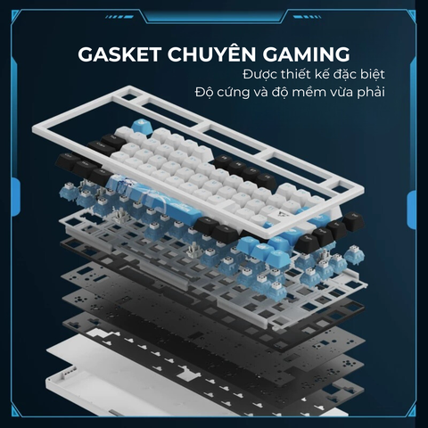 BÀN PHÍM CƠ GAMING KHÔNG DÂY VXE ATK V75X | NHÔM CNC | HOTSWAP | 1MS | RGB