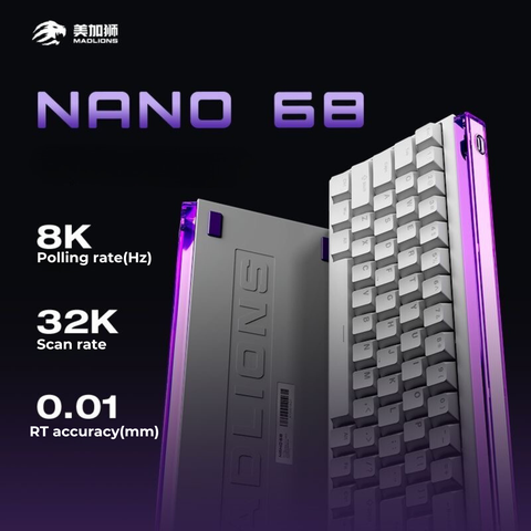 BÀN PHÍM CƠ GAMING HE MADLIONS NANO68 HE | Rapid Trigger | 128K | 8000hz | RT 0.01MM