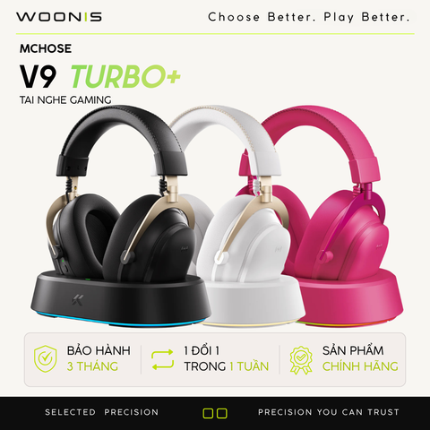 Tai Nghe Gaming Không Dây MCHOSE V9 Turbo – Đế Sạc Từ Tính,&nbsp; 7.1 Surround, Pin Trâu 250H, Mic AI Chống Ồn