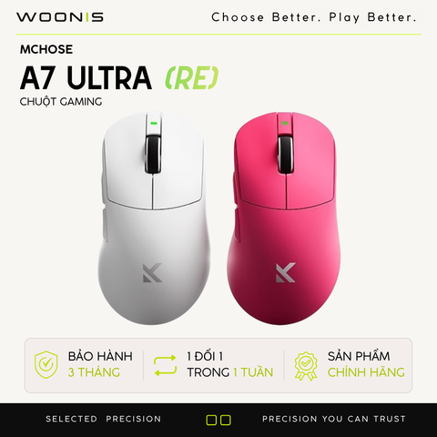 Chuột Gaming Không Dây Mchose A7 Ultra (RE) PAW3950, Chip Realtek, 56g và dành cho người thuận tay phải