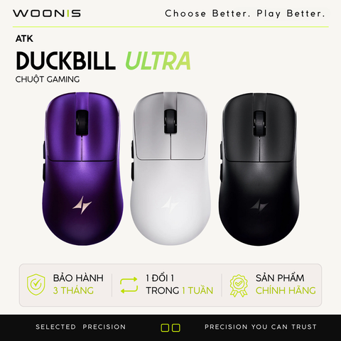 Chuột Gaming Không Dây ATK Duckbill Ultra PAW3950 Ultra, Nordic 54H20, 8000Hz