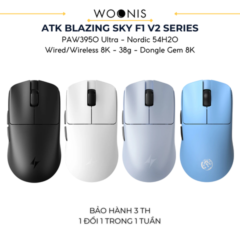 VGN ATK F1 V2 Series - Chuột Không Dây Nhẹ 38g, Cảm Biến PAW3950 Ultra, Polling Rate 8000Hz - Hiệu Suất Đỉnh Cao Cho Game Thủ