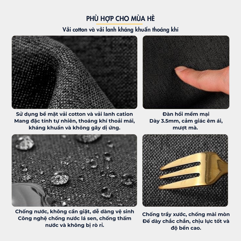 Lót Chuột Vải Cotton Lanh Chống Trượt Woonis - 4 Màu Tinh Tế - 30×80cm