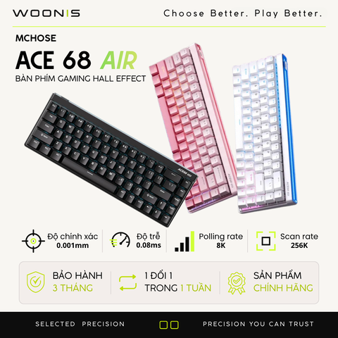 Mchose Ace 68 Air Pro | Bàn Phím Phím Từ Tính Chuyên Game 8K Hz, Độ Trễ 0.1ms, RGB 16.8 Triệu Màu