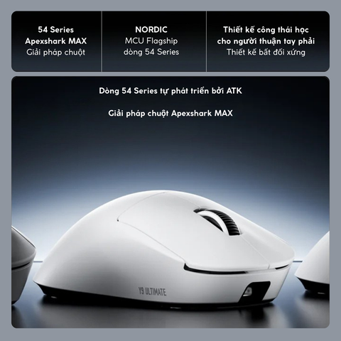 Chuột Gaming Không Dây ATK Dragonfly Y9 Series, PAW3950 Ultra, Nordic 54L15, ApexShark MAX, Pin 800mAh , 800H, ~55g, Dongle GEM 8K