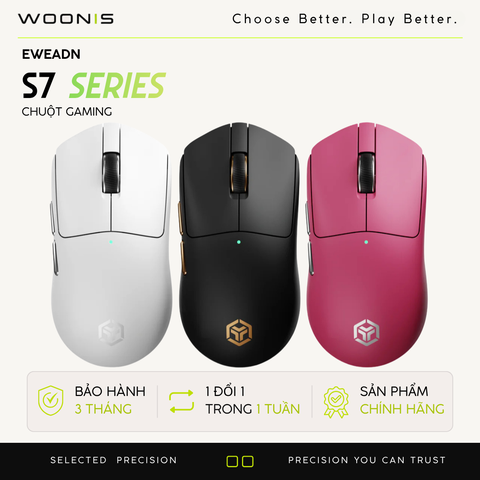 Chuột Gaming Không Dây Eweadn S7 Series, PAW 3950, PAR2862, Polling rate 8K, Pin 800mAh, Lớp phủ Nano Ice Skin