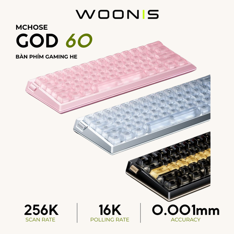 Bàn Phím Gaming HE MCHOSE GOD 60 – Full CNC, 16K Polling Rate, 256K Scan Rate, Rapid Trigger 0.001mm