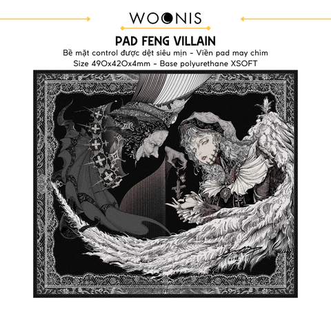 LÓT CHUỘT GAMING Feng Villain, Bề Mặt Control Được Dệt Siêu Mịn, Viền May Chìm, Base Polyurethane XSOFT, Size 490x420x4mm