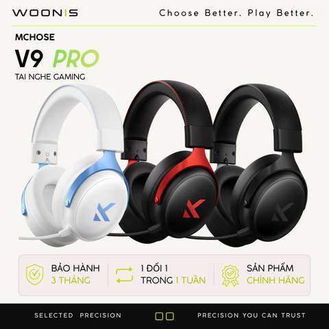 Tai Nghe Gaming Không Dây MCHOSE V9 Pro – 7.1 Surround, Pin Trâu 250H, Mic AI Chống Ồn