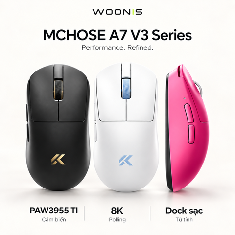 Chuột Gaming MCHOSE A7 V3 Series - Wireless 8K, 59g