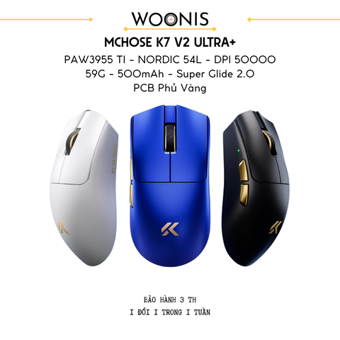 Chuột Gaming Không Dây MCHOSE K7 V2 Ultra+ PAW3955 TI 8K | Siêu Nhẹ 59g | Dock Sạc RGB RGB