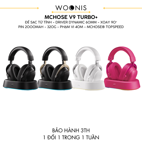 Tai Nghe Gaming Không Dây MCHOSE V9 Turbo – Đế Sạc Từ Tính,&nbsp; 7.1 Surround, Pin Trâu 250H, Mic AI Chống Ồn
