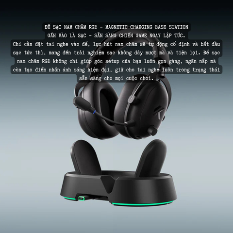 Tai Nghe Gaming Không Dây MCHOSE V9 Turbo – Đế Sạc Từ Tính,&nbsp; 7.1 Surround, Pin Trâu 250H, Mic AI Chống Ồn