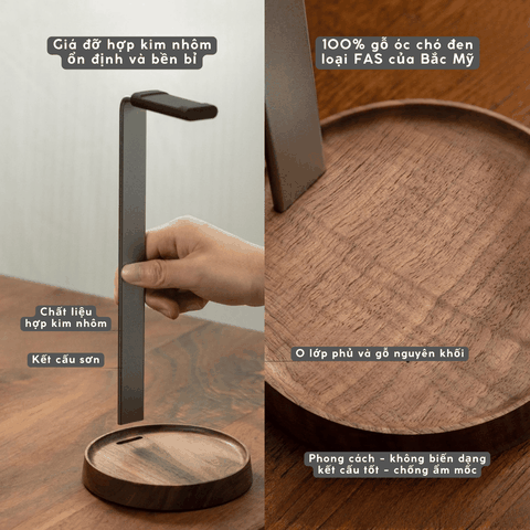 Giá Treo Tai Nghe Gaming Gỗ Óc Chó Cao Cấp