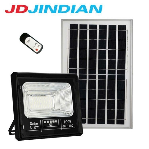 Đèn pha năng lượng mặt trời 100W chính hãng Jindian