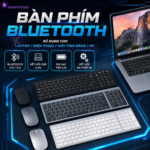 Bàn Phím Bluetooth Mini Không Dây Pin Sạc Dùng Cho Laptop, Điện Thoại, Máy Tính Bảng - K819N