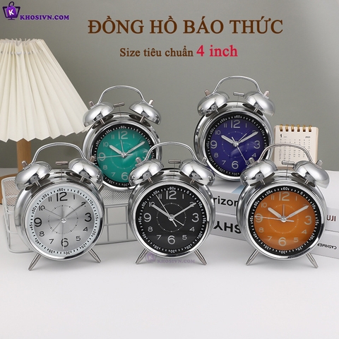 Đồng Hồ Chuông Reo Báo Thức Để Bàn Kim Trôi Chuông Reo To, Có Đèn - Thạch Anh