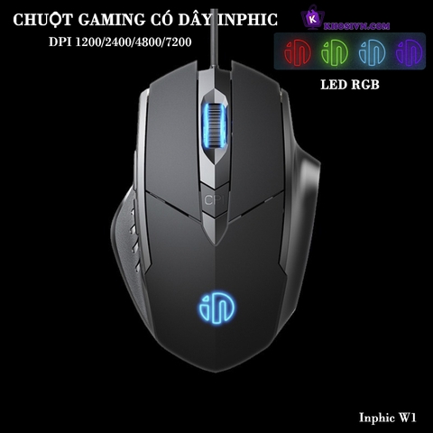 Chuột Gaming Inphic Có Dây Chống Ồn 7200dpi Có 4 Mức Điều Chỉnh Phù Hợp Chơi Game Và Văn Phòng - Inphic W1