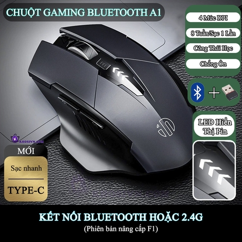 Chuột Gaming Inphic Bluetooth 2.4G Không Dây Âm Click Client Im Lặng - Inphic A1