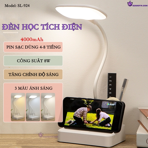Đèn Học Chống Cận Sạc Tích Điện 3 Màu Ánh Sáng SL-924