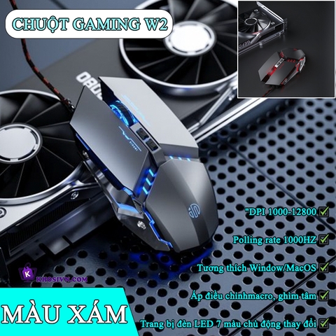 Chuột Gaming Inphic Tần Số 1000Hz 12800dpi LED RGB Chuyên Game Có Dây - Inphic W2