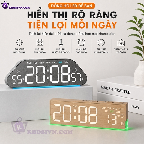 Đồng Hồ LED Để Bàn Decor Đa Năng Có Báo Thức Và LED Nền - 5532/5535