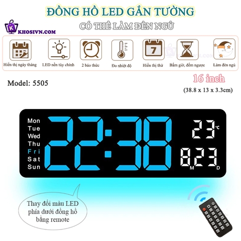 Đồng Hồ Để Bàn LED Decor Đồng Hồ Gắn Tường Tích Hợp Đèn Ngủ Có Thể Điều Chỉnh - 5505