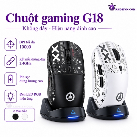 Chuột Gaming Không Dây 3 Model Kết Nối LED RGB 3600DPI Có App Điều Chỉnh G18