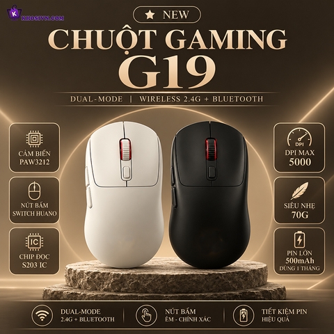 Chuột Gaming Không Dây 3 Chế Độ Kết Nối Cảm Biến S203 IC 5000DPI - G19