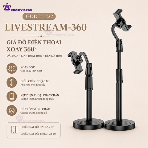 Giá Đỡ Điện Thoại Livestream Nhựa ABS Xoay 360 Độ - L222