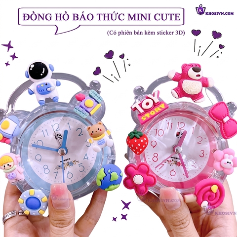 Đồng Hồ Chuông Reo Báo Thức Để Bàn Trong Suốt Có Sticker Dễ Thương Cute Cho Bé DHCR-No1925