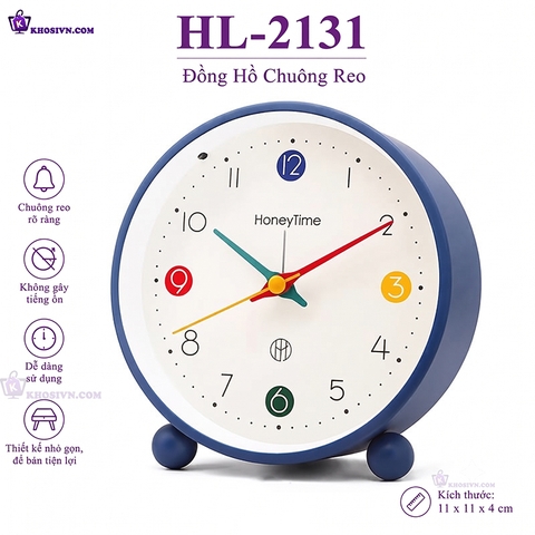 Đồng hồ Chuông Reo Báo Thức Để Bàn Màu Pastel Hiện Đại Có LED Thiết Kế Tối Giản Decor Mọi Không Gian HL-2131