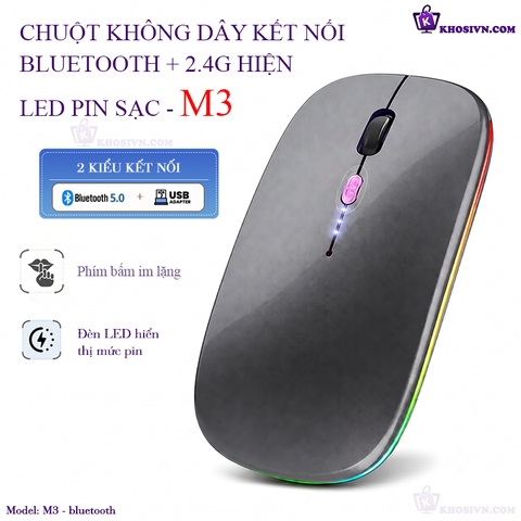 Chuột Bluetooth Không Dây Có LED RGB Pin Sạc Siêu Mỏng Chuột Dùng Cho Điện Thoại Máy Tính M3