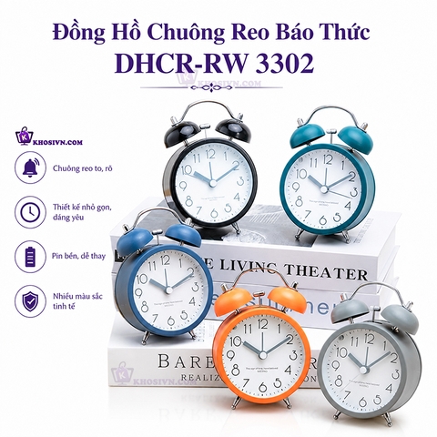 Đồng Hồ Chuông Reo Báo Thức Để Bàn Kim Trôi Báo Thức Thiết Kế Nhỏ Gọn RW 3302