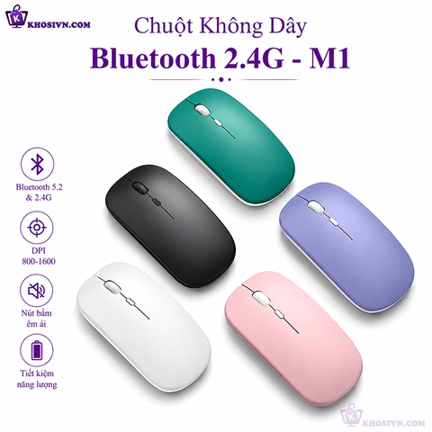 Chuột Bluetooth 2.4G Không Dây Pin Sạc Siêu Mỏng Chuột Dùng Cho Điện Thoại Máy Tính M1