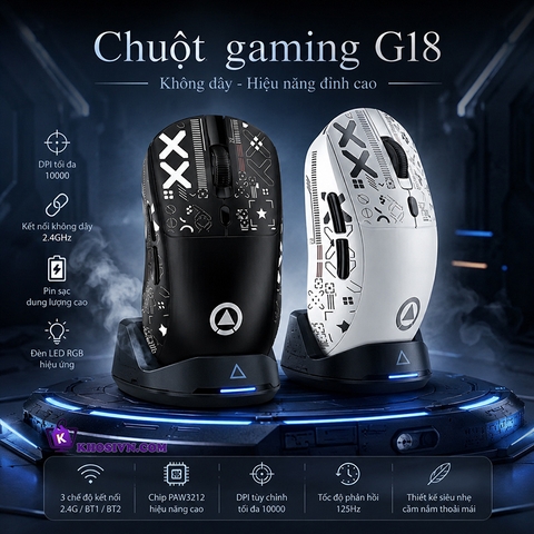 Chuột Gaming Không Dây Nhẹ 3 Mode Kết Nối Có App Điều Chỉnh - G18
