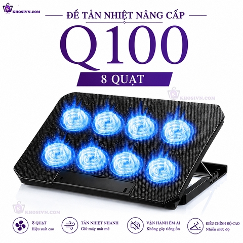 Đế Tản Nhiệt Laptop Gaming Cao Cấp Có Quạt Làm Mát Điều Chỉnh Độ Cao Tùy Ý Q100 Pro