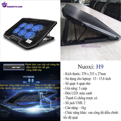 Đế Tản Nhiệt Laptop Đế Tản Nhiệt Làm Mát Máy Tính Nuoxi H9