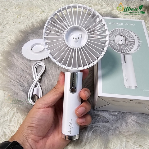 Quạt Cầm Tay Tích Điện Mini Sạc Điện Pin Trâu Đeo Cổ 5 Cấp Độ Gió Có Màn Hình LED - N15