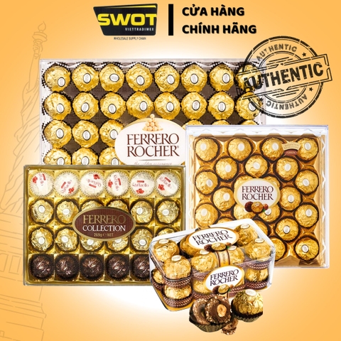 Socola Ferrero Collection Cao Cấp của Ý, thơm ngon đậm vị, được bọc một lớp socola sữa bên ngoài kết hợp cùng các loại hạt, có nhân kem và hạt dẻ bên trong - SWOT
