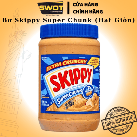 Bơ Đậu Phộng Skippy 1.36kg của Mỹ, hương thơm béo ngậy từ hạt đậu phộng, bơ mềm mịn có thể ăn kèm cùng bánh mì, hoặc chế biến theo sở thích, ít calo phù hợp với người ăn kiêng - SWOT