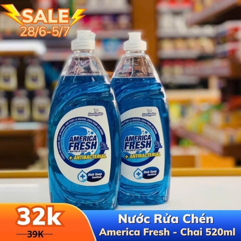 NƯỚC RỬA CHÉN AMERICA FRESH - CHAI 520ML
