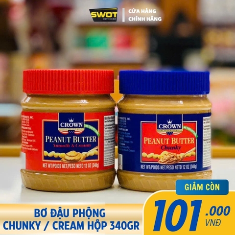 BƠ ĐẬU PHỘNG CROWN CREAMY / CHUNKY - HỘP 340GR